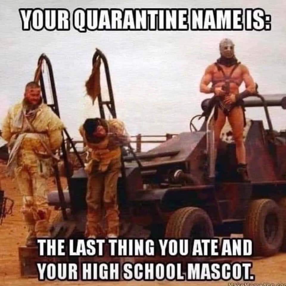 hillbilly quarantine meme - Your Quarantine Nameis The Last Thing You Ate And Your High School Mascot. Miminnan