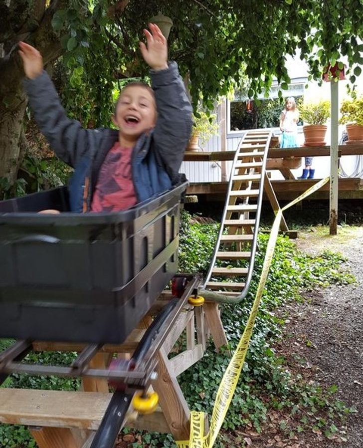 Roller coaster built in backyard