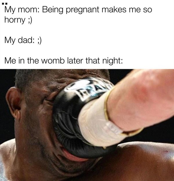 punched in the face - My mom Being pregnant makes me so horny ; My dad ; Me in the womb later that night
