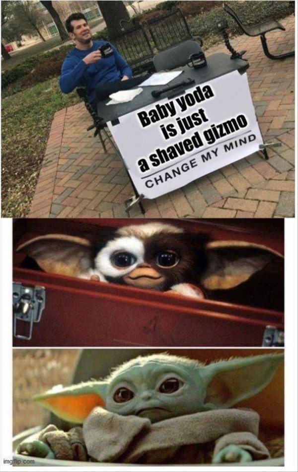 change my mind meme boneless wings - Baby yoda is just a shaved gizmo Change My Mind imgflip.com