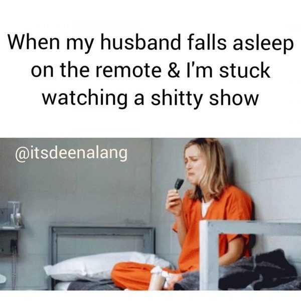 orange jumpsuit prison gif - When my husband falls asleep on the remote & I'm stuck watching a shitty show