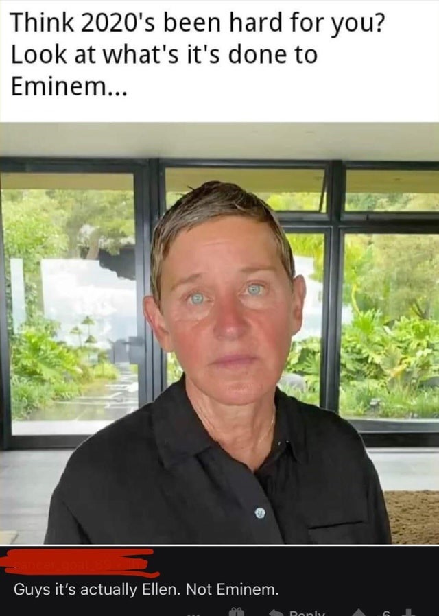 ellen show cancelled - Think 2020's been hard for you? Look at what's it's done to Eminem... Guys it's actually Ellen. Not Eminem. Don C