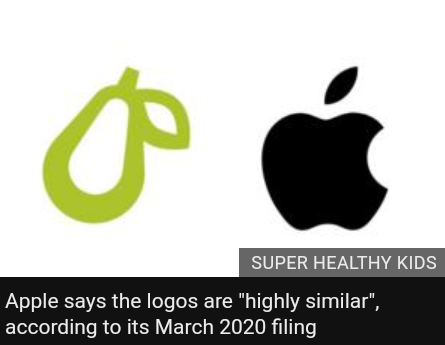 Apple says the logos are highly similar according to its march 2020 filing