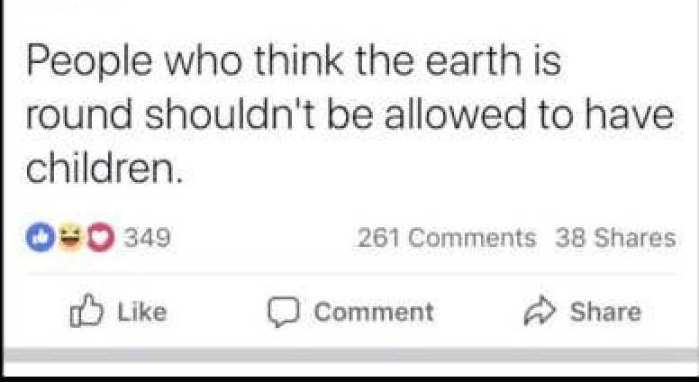 People who think the earth is round shouldn't be allowed to have children.
