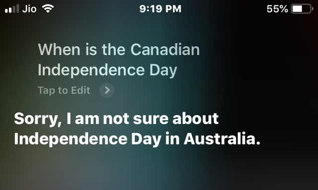 When is the Canadian Independence Day - Sorry, I am not sure about Independence Day in Australia.
