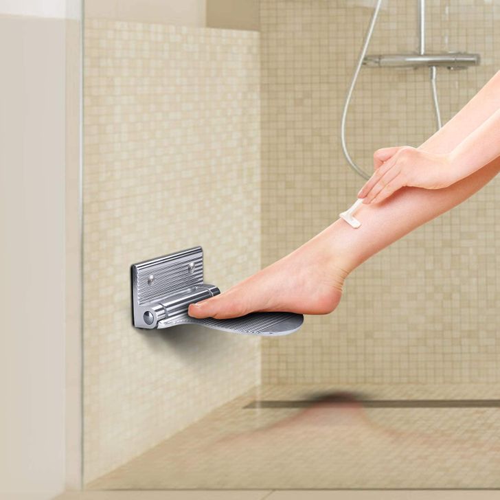 A shower that has a footrest to make shaving more comfortable