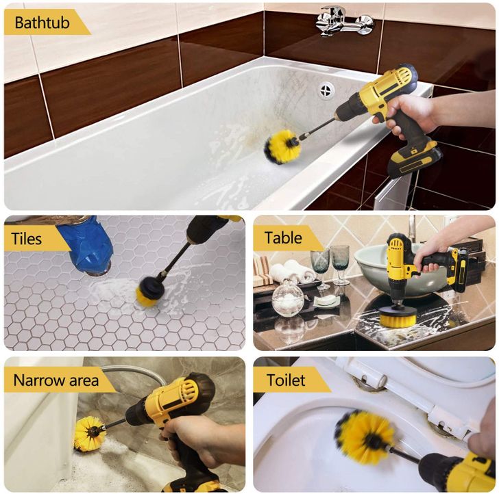Drill brushes for powerful scrubbing!