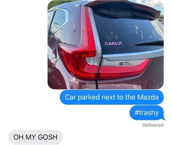 vehicle door - Cumslut Car parked next to the Mazda Delivered Oh My Gosh