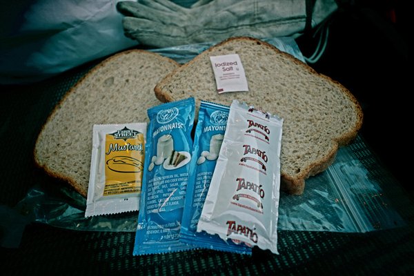 “I’m a wildland firefighter and this is the “vegetarian” sandwich for lunch…while on a fire, while working 16 hour days.”