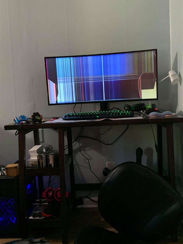 “Just set up new monitor, chair slipped under me and I hit the desk, and monitor fell and broke.”