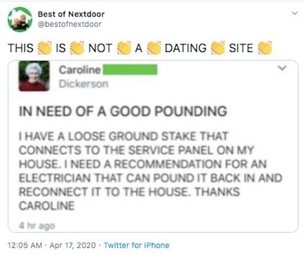 georgia and surrounding states - Best of Nextdoor This Is Not A Dating Site Caroline Dickerson In Need Of A Good Pounding I Have A Loose Ground Stake That Connects To The Service Panel On My House. I Need A Recommendation For An Electrician That Can Pound