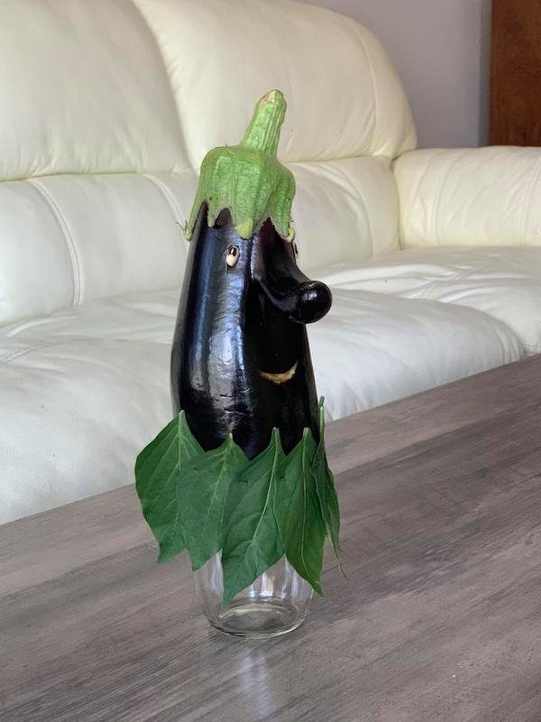mom carved eggplant