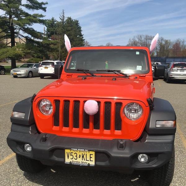 jeep wrangler - mom put bunny ears on the car