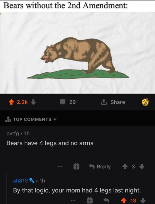 california flag grizzly bear - Bears without the 2nd Amendment 29 1 Top pvtfg. 1h Bears have 4 legs and no arms afj810.1h By that logic, your mom had 4 legs last night. 13