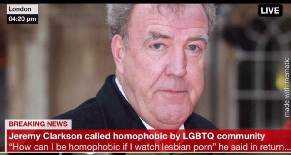 Jeremy Clarkson - London Live made with mematic Breaking News Jeremy Clarkson called homophobic by Lgbtq community How can I be homophobic if I watch lesbian porn he said in return...