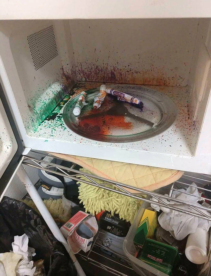 "My Friend's Kids Decided To Microwave Crayola Markers"