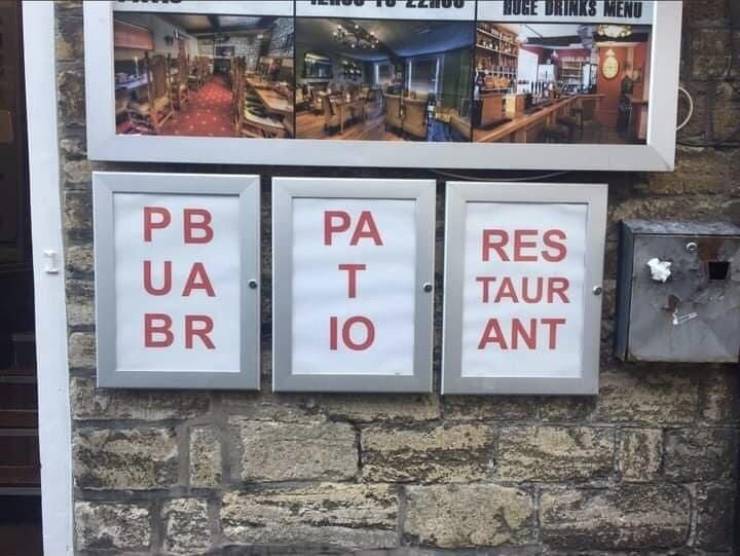 signage - Drinks Menu Pb Ua. Br Pa T Io Res Taur Ant