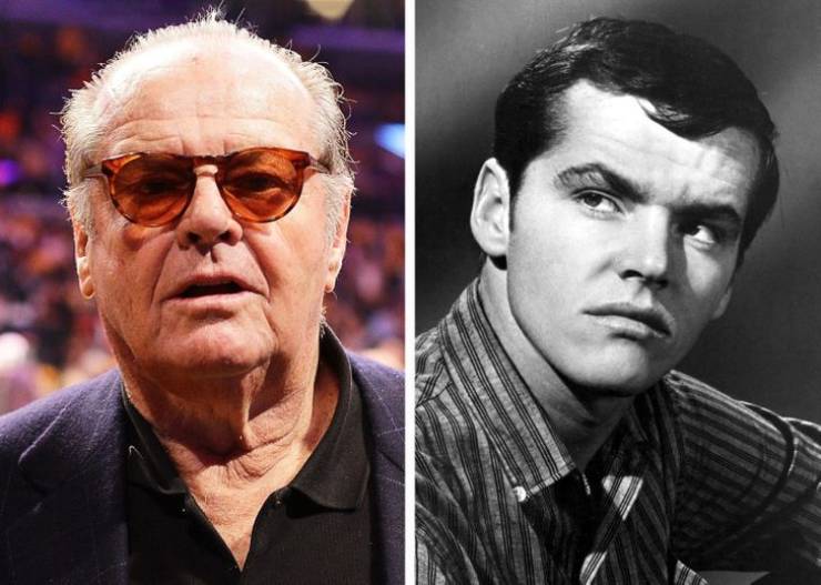 side by side images of Jack Nicholson at 76 years old and 31 years old