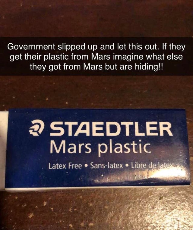 Government slipped up and let this out. If they get their plastic from Mars imagine what else they got from Mars but are hiding!!