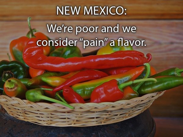 Mexican cuisine - New Mexico We're poor and we consider "pain" a flavor.