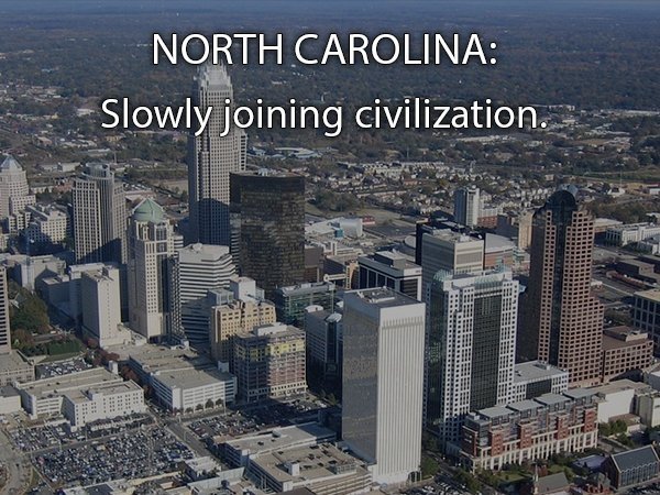 charlotte nc aerial view - North Carolina Slowly joining civilization. W