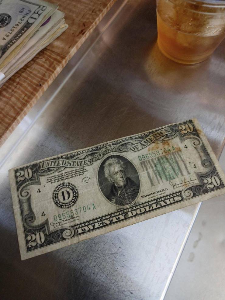 “I'm a bartender and got tipped a 1934 twenty tonight.”