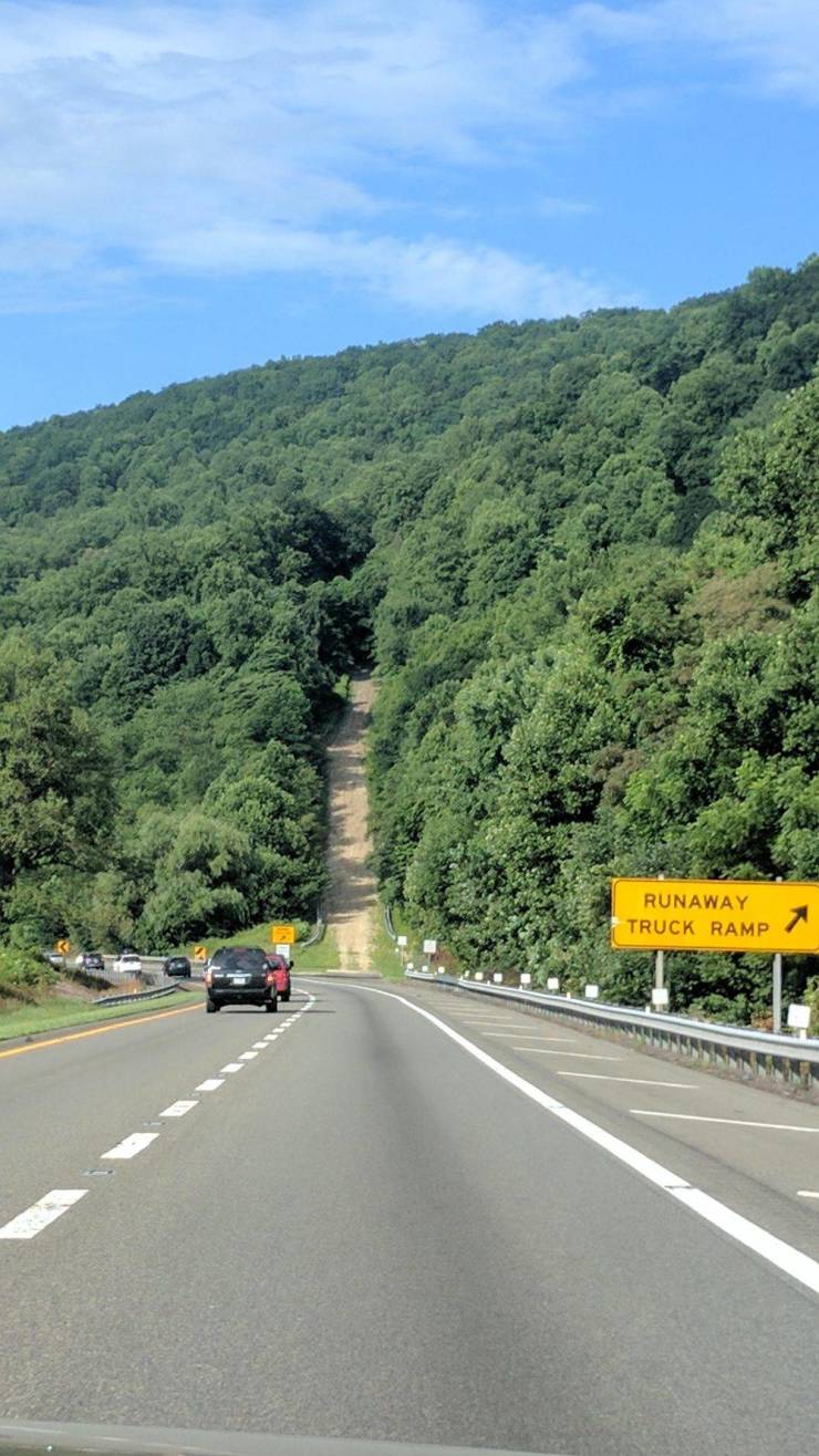 “A runaway truck ramp I saw while driving on a hilly interstate.”