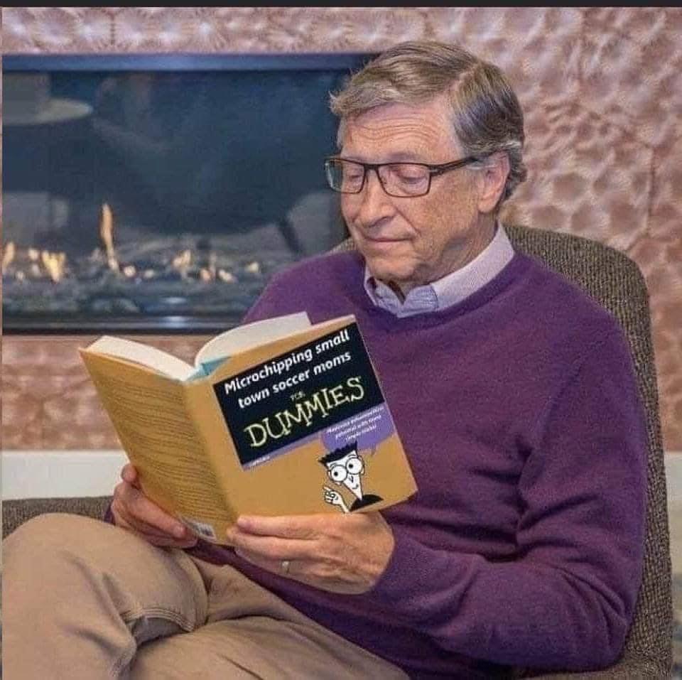 bill gates reading a book - Microchipping small town soccer moms Dummies