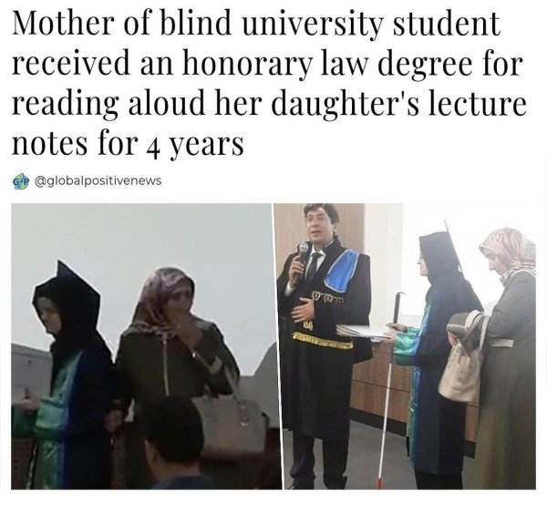 presentation - Mother of blind university student received an honorary law degree for reading aloud her daughter's lecture notes for 4 years 0