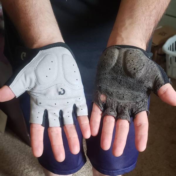 "What 3000+ miles of biking will do to a pair of gloves"