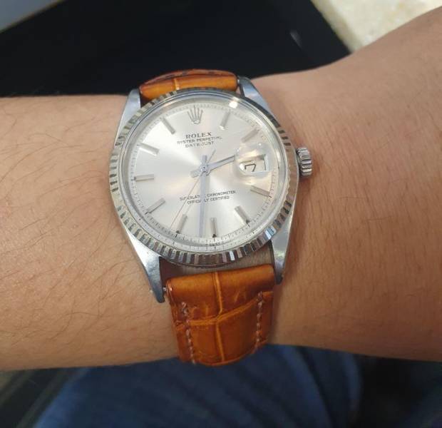"My prized possesion ,1968 Rolex Datejust I inherited from my grandfather. He bought it as his retirement gift to himself $250 (his whole month salary back then)."