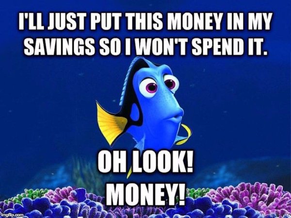 funny money memes - I'Ll Just Put This Money In My Savings So I Won'T Spend It. Oh Look! Money! Imgflip.com