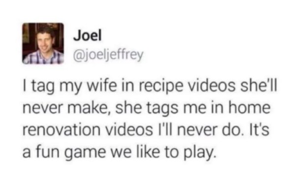 axe spider meme - Joel I tag my wife in recipe videos she'll never make, she tags me in home renovation videos I'll never do. It's a fun game we to play.