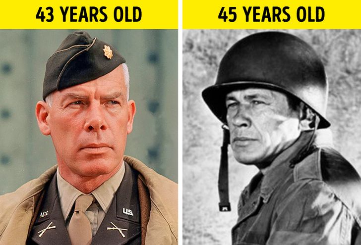 Charles Bronson and Lee Marvin were respectively 45 and 43 years old when they acted in The Dirty Dozen.