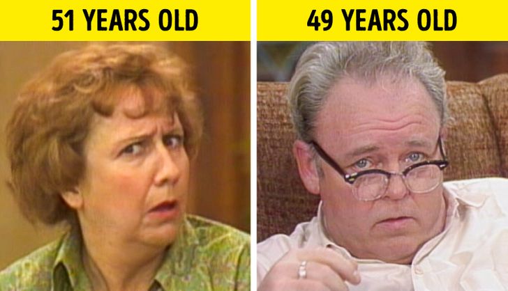 Carroll O’Connor and Jean Stapleton were 49 and 51 when they appeared in the CBS hit, All in the Family.