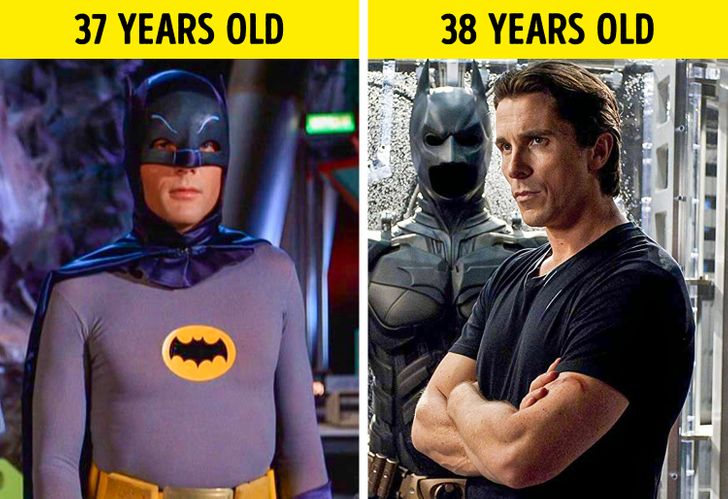 Adam West, the actor who made the Batman character famous, was 37 when the series began. Christian Bale was 38 when The Dark Knight Rises was shot.