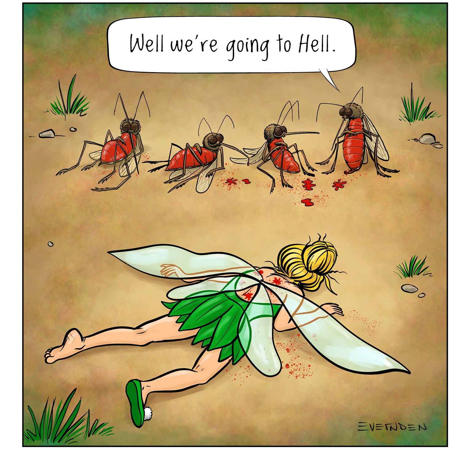 cartoon - Well we're going to Hell. Evenden