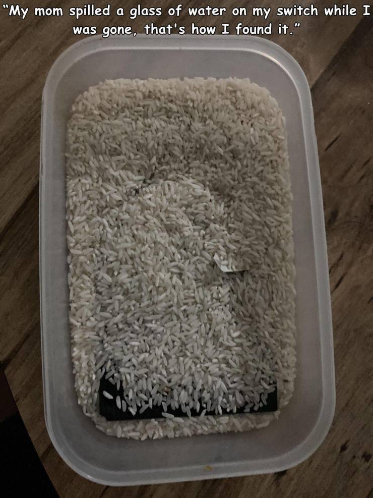 "My mom spilled a glass of water on my switch while I was gone, that's how I found it."