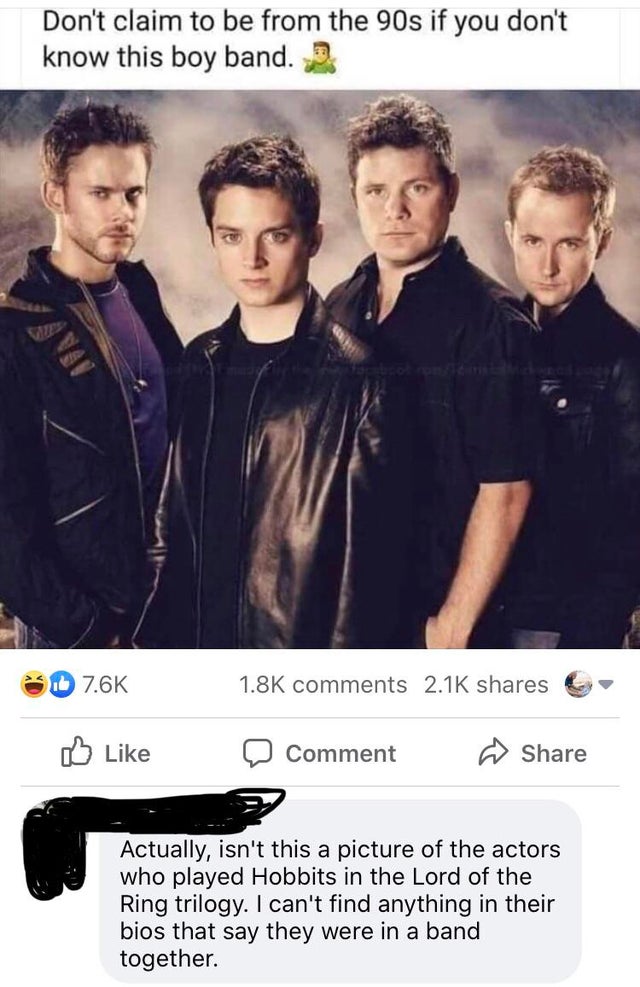 lotr boy band - Don't claim to be from the 90s if you don't know this boy band. Bd Comment Actually, isn't this a picture of the actors who played Hobbits in the Lord of the Ring trilogy. I can't find anything in their bios that say they were in a band to