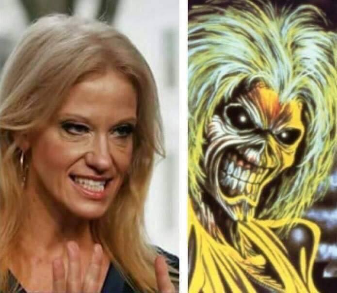 funny memes - kellyanne conway iron maiden