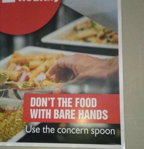 Don'T The Food With Bare Hands Use the concern spoon
