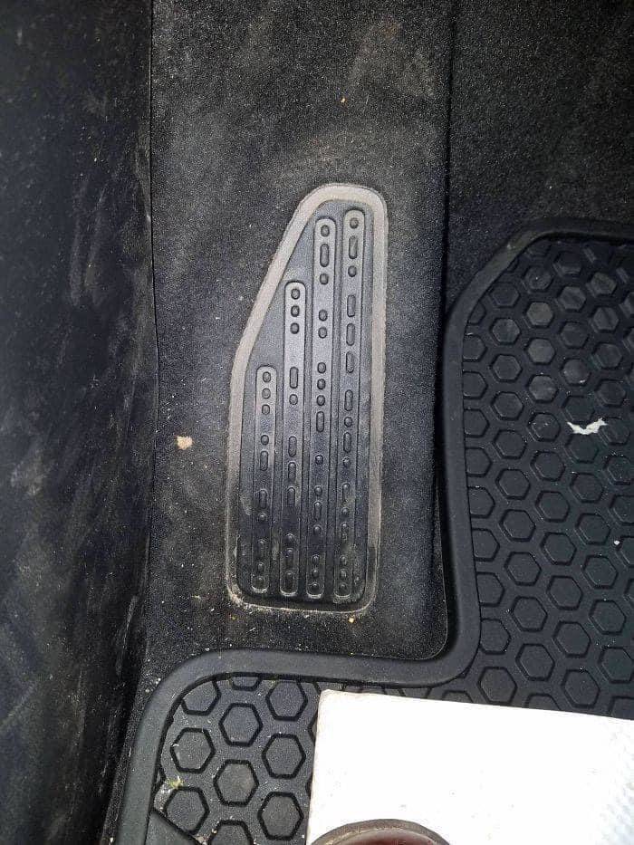 “The footrest in this Jeep says “Sand Snow Rivers Rocks” in morse code.”