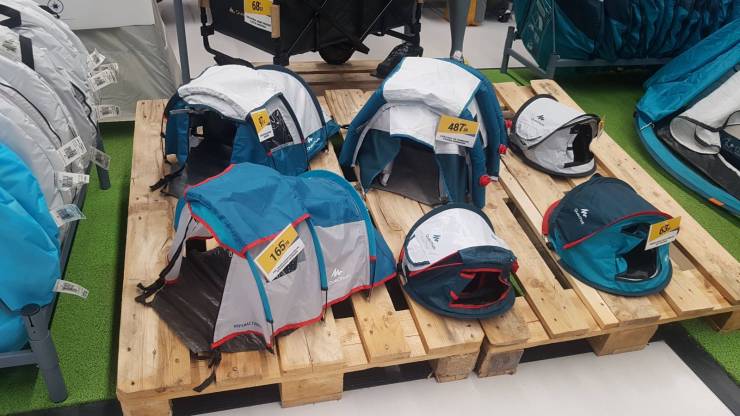 “Decathlon (outdoor/sports store) has tiny model tents so they don't have to set up the big ones.”