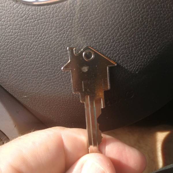 “My house key is in the shape of a house.”