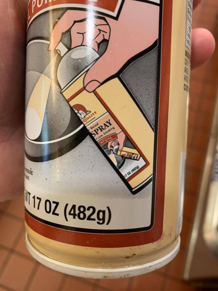 “This never ending(ish) design on a can of non stick spray.”