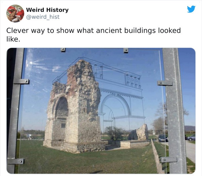 clever way to show what ancient ruins looked like - Weird History Clever way to show what ancient buildings looked . Marin he