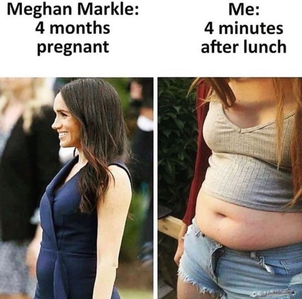 meghan markle first bump - Meghan Markle 4 months pregnant Me 4 minutes after lunch