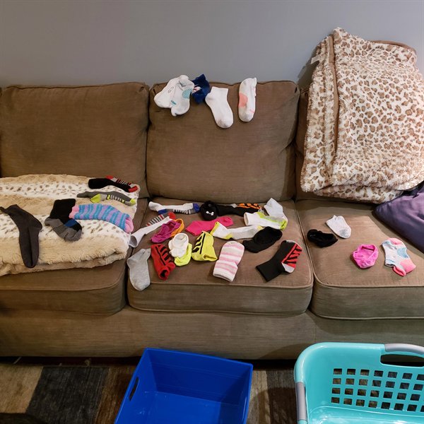 “Over two months of laundry has generated thirty-two unmatched socks. WTF?”