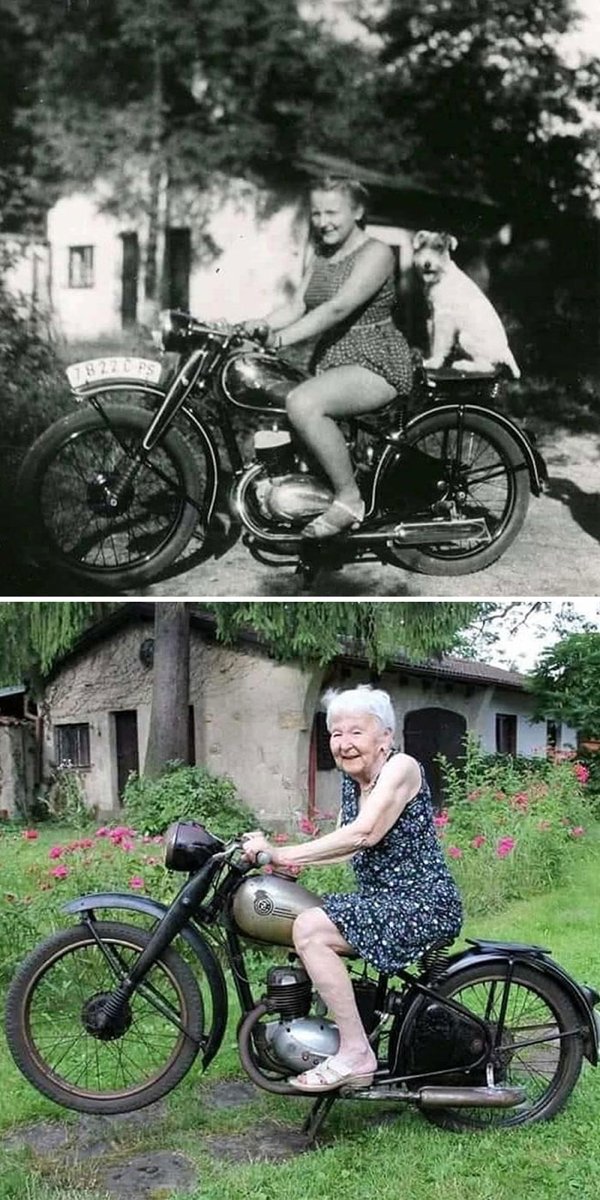 same girl same bike 71 years later - Railer