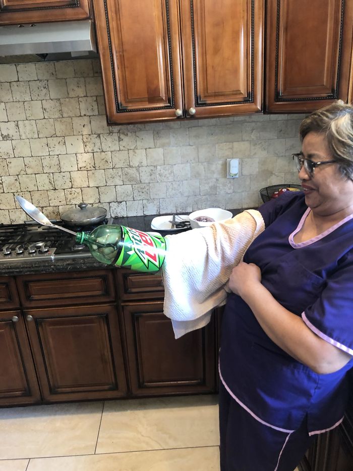 grandma cooking with oil